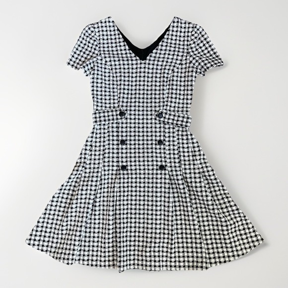 Dkny Dresses & Skirts - DKNY Women's Size 2 Black White Gingham Short Sleeve Fit And Flare Dress Stretch